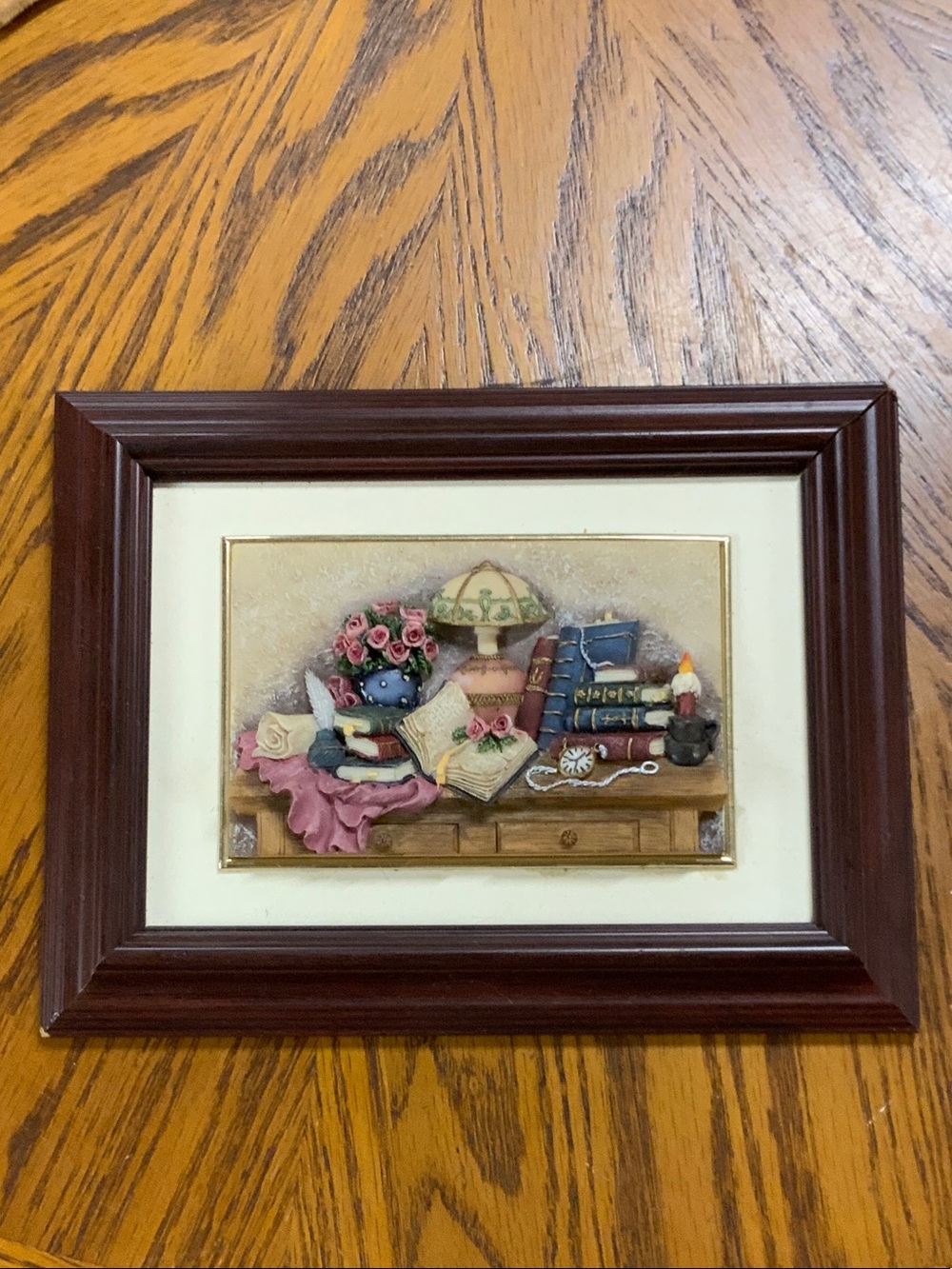Classic Brown Framed Still Life Wall Art with Pink Accents